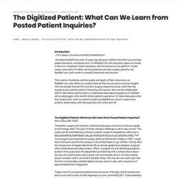 The Digitized Patient: What Can We Learn from Posted Patient Inquiries?